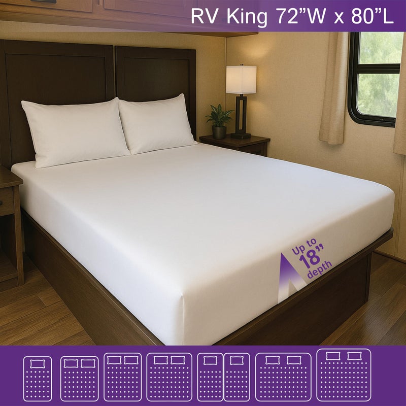 Four Seasons Essentials RV King Waterproof Mattress Protector (72" Wx80 L) - Fitted Sheet Style - Premium Quality Cover Protects Against Dust Allergens - Image 3